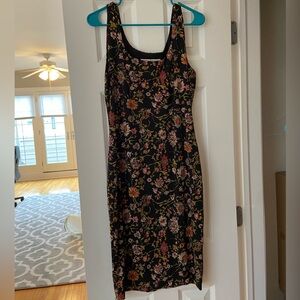 Peruvian connection sheath black flower dress